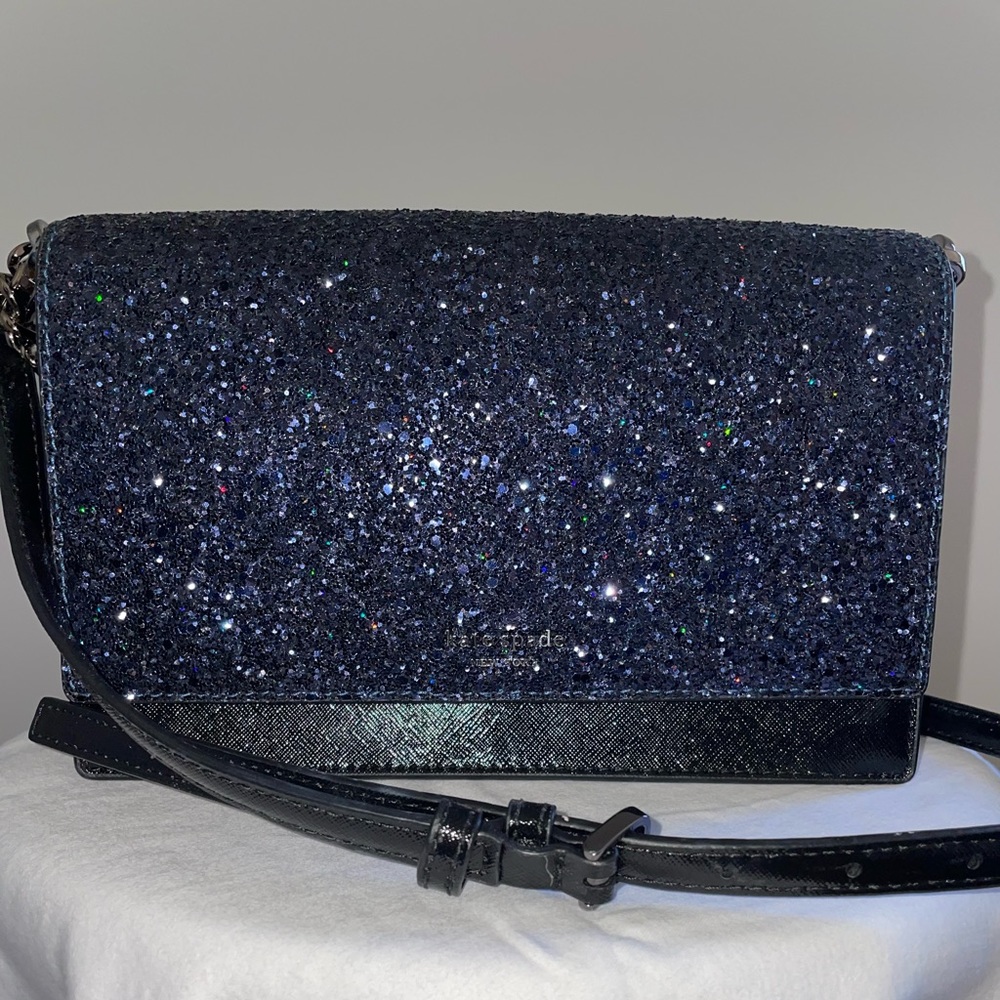 Kate Spade crossbody black and navy blue glitter